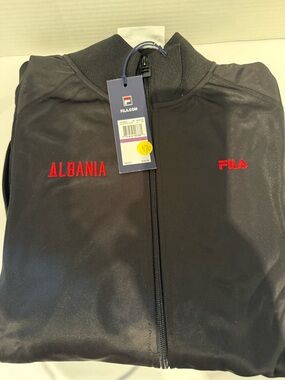 Fila Albanian Black Jacket with Red and White Logo Detail